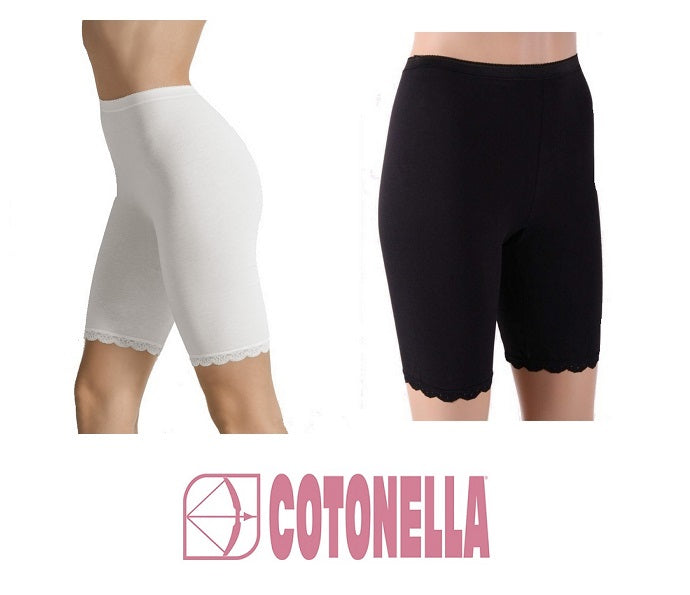 COTONELLA 2 Slip Long In Cotone Elasticizzato Con Inserti In Pizzo, Modello 3163, Colore Bianco, Taglie Dalla 3/M Alla 10/6XL