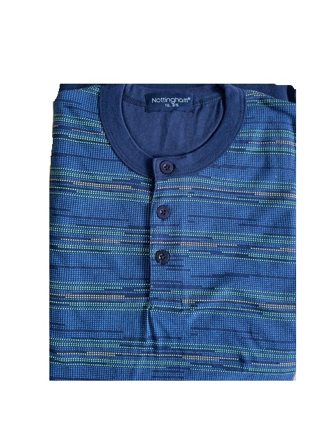 Pigiama Uomo 3 Pezzi Cotone - Mezza Manica Con Pantaloni Lunghi E Corti, Navigare Art. 141005T - Foto 2